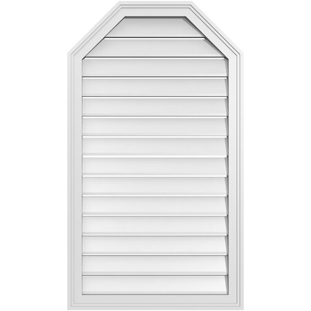 Ekena Millwork Octagonal Top Surface Mount PVC Gable Vent w/ 2"W x 1-1/2"P Brickmould Frame, 24"W x 42"H GVPOT24X4202SF
